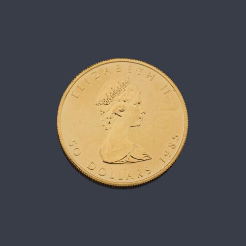  Isabel II 50 dólares Canada en oro de 22 K.