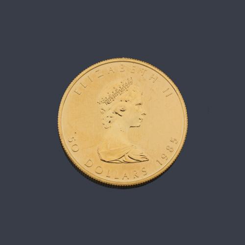  Isabel II 50 dólares Canada en oro de 22 K.
