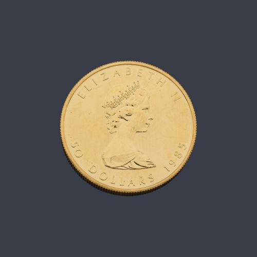  Isabel II 50 dólares Canada en oro de 22 K.