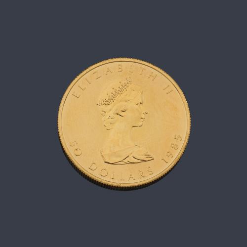  Isabel II 50 dólares Canada en oro de 22 K.