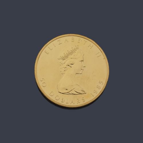  Isabel II 50 dólares Canada en oro de 22 K.
