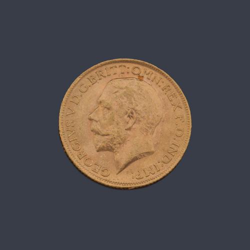  Moneda de libra esterlina, Jorge V en oro de 22 K.