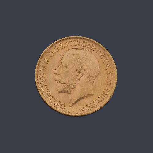  Moneda de libra esterlina, Jorge V en oro de 22 K.