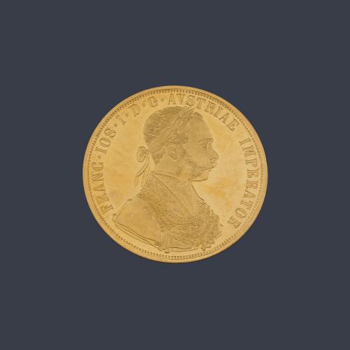  Francisco José I, 4 ducados, Austria en oro de 22 K.