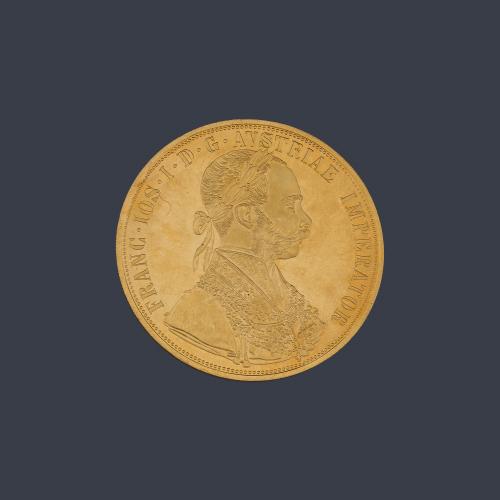  Francisco José I, 4 ducados, Austria en oro de 22 K.
