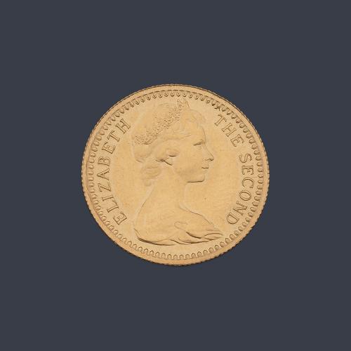  Moneda Isabel II, 10 chelines de Rodesia en oro de 22 K.