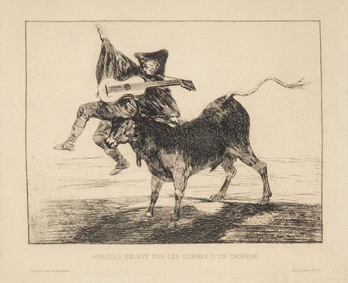  FRANCISCO DE GOYA Y LUCIENTES - AVEUGLE ENLEVÉ SUR LES CORNS D'UN TAUREAU