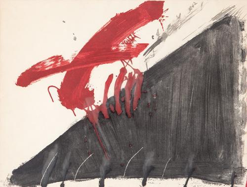  ANTONI TÀPIES - Quatre ditades. (serie Negre i roig)
