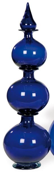  Botella de tres recipientes apilables en cristal mallorquín de Gordiola azul cobalto