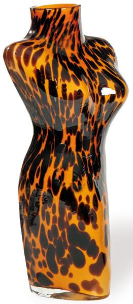  Jarrón de cristal de Murano en forma de maniquí con diseño de manchas de leopardo h. 1960-70.