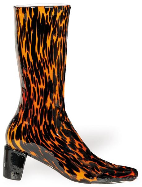 Jarrón en forma de bota de cristal de Murano con diseño de leopardo h. 1960-70