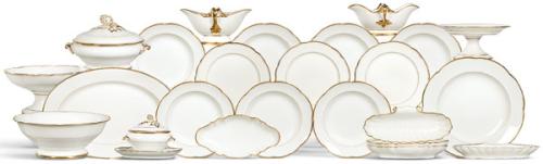  Vajilla de doce servicios en porcelana de París de segunda mitad del siglo XIX, decorado y comercializado por la Maison Jacquel, 3 rue de la Paix, París