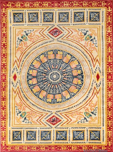  Alfombra española en lana diseño Carlos Iv basada en un diseño de la Legión francesa