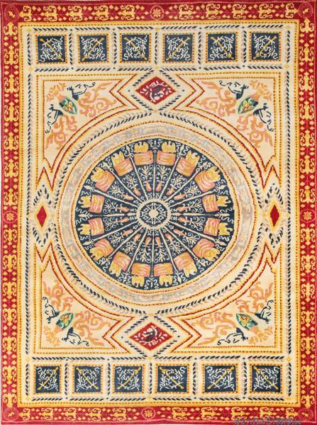  Alfombra española en lana diseño Carlos Iv basada en un diseño de la Legión francesa