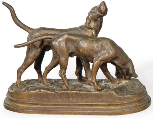  "Dos Perros" en bronce, Francia S. XIX.