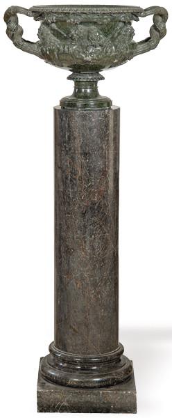  Crátera de mármol verde veteado siguiendo modelos del vaso Warwick a partir del original romano h. 1900.