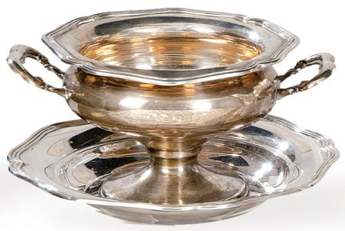  Caviarera de plata española punzonada 1ª Ley.