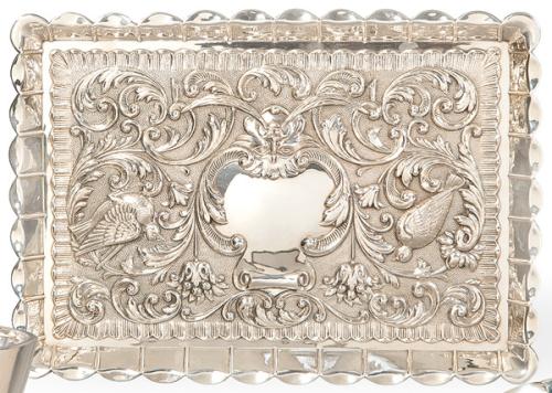  Bandeja rectangular de plata española punzonada 1ª Ley de Duran.