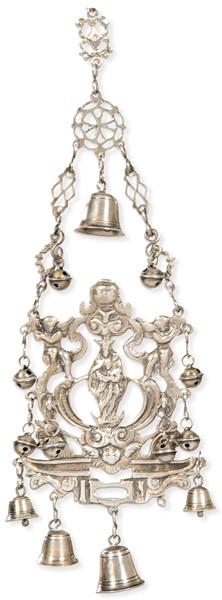  Sonajero colgante o cascabelero de plata española S. XX