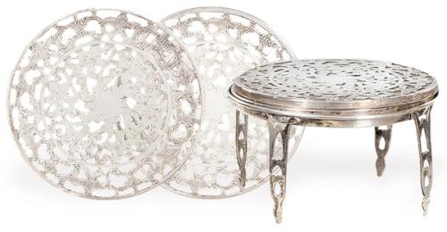  Juego de seis posavasos de plata y cristal de Cartier mediados S. XX.