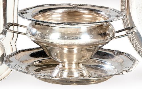  Caviarera de plata española punzonada 1ª Ley de Espuñes con marca comercial de J. Pérez Fernández.