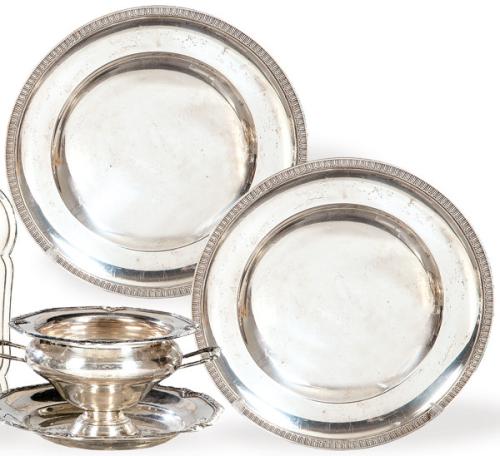  Pareja de fruteros de plata española punzonada Ley 916 de J. Sanz primer tercio S. XX.