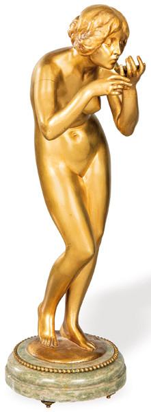 VICTOR H SEIFERT (1870-1953, alemán) Venus con concha, 36 x 12 cm