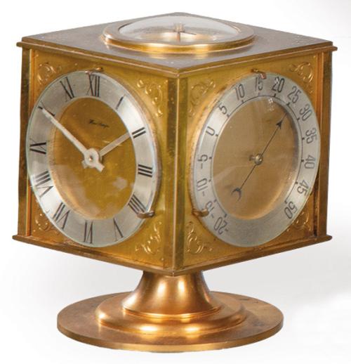  Reloj de mesa, barómetro, termómetro y brújula Hour Lavinge h. 1950.