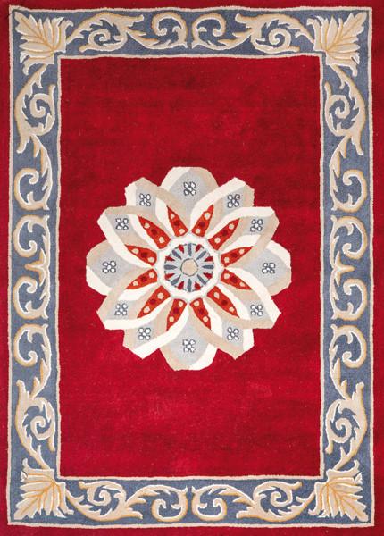  Alfombra en lana de estilo neoclásico burdeos