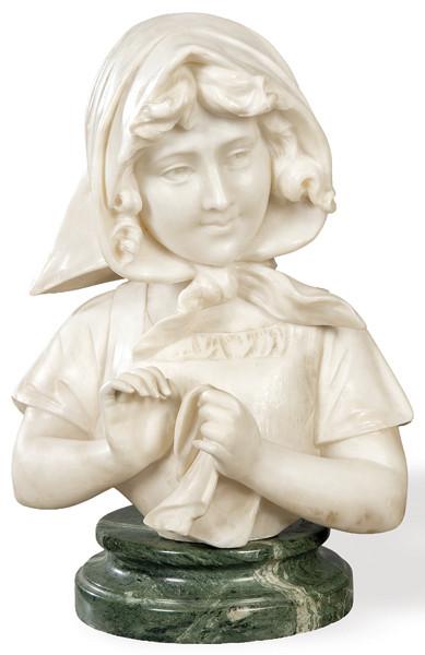  Busto de mujer en mármol h. 1900