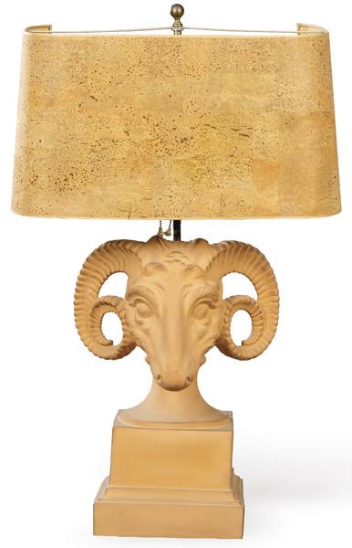  Lámpara de mesa con cabeza de carnero en terracota