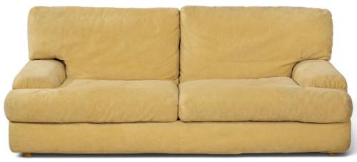  Sofá de dos plazas de Roche Bobois, de configuración lineal, con dos asientos, dos respaldos y brazos laterales acolchados.
