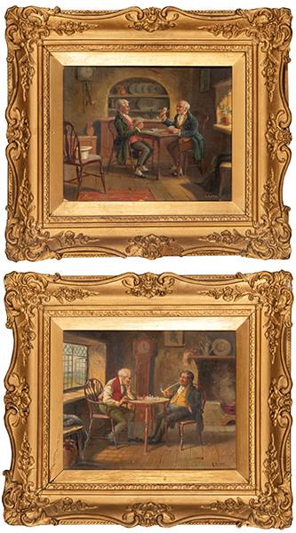  ALEXANDER AUSTEN - Pareja de escenas costumbristas