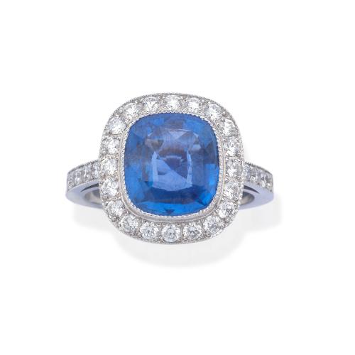  Anillo zafiro 4,13 ct con zafiro 4,13 ct btes 0,73 ct con certificado