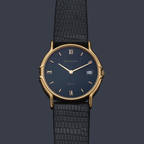 BUCHERER de caballero con caja chapada en oro.