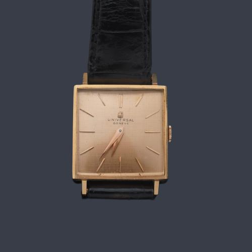  UNIVERSAL de caballero con caja en oro rosa de 18 K.