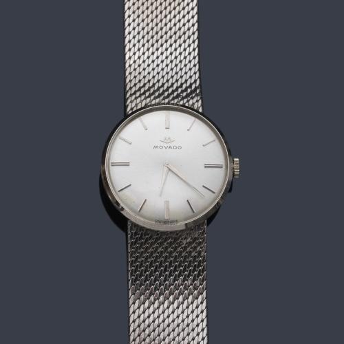  MOVADO de señora con caja y brazalete en oro blanco de 18 K.