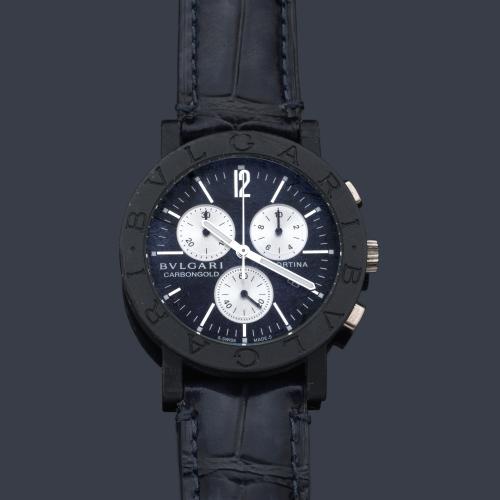  BVLGARI Carbongold Cortina ref. BB38 CL CH serie limitada nº 116/999 de caballero con caja en carbono y oro blanco de 18 K.