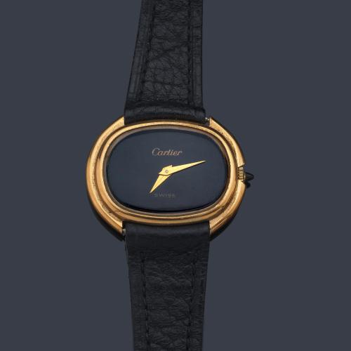  CARTIER Ellipse de señora con caja chapada en oro.