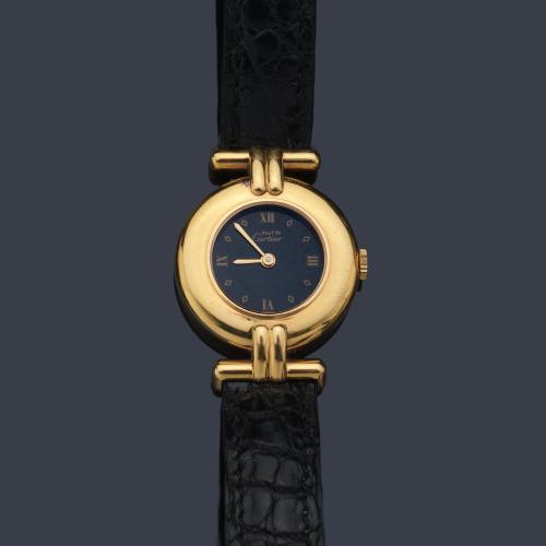  CARTIER Must Colisee de señora con caja chapada en oro. Con estuche.