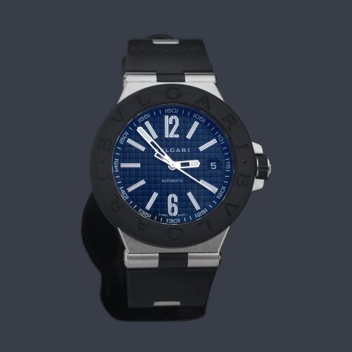  BVLGARI Diagono ref. DG 40 SV de caballero con caja en cerámica. Con estuche y documentación.