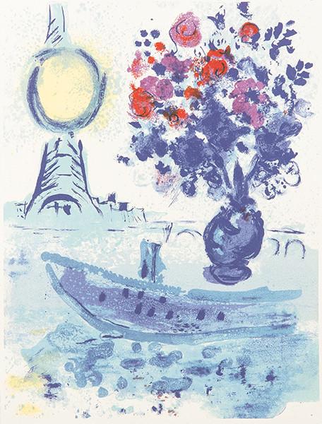  MARC CHAGALL - Bateau-Mouche au Bouquet (Regards sur Paris)