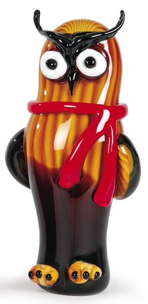  "Buho co Bufanda Roja" en cristal de Murano.