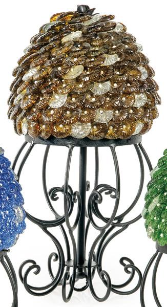  Lámpara de mesa de cristal de Murano modelo "Erizo" con base de hierro forjado.