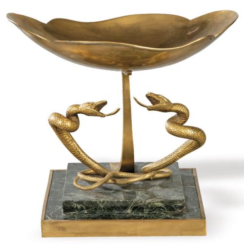   Centro de mesa de bronce y mármol serpentín, Napoleon III Francia h. 1870
