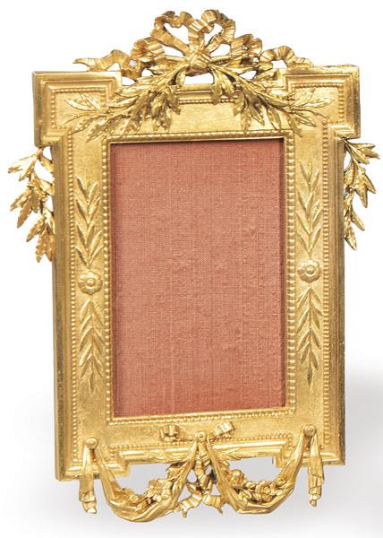 Portarretratos de bronce dorado estilo Luis XVI de Christofle, Francia h. 1860.