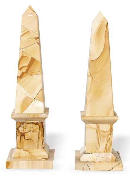  Pareja de obeliscos de jaspe paisaje