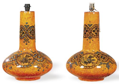  Pareja de lámparas de mesa de cerámica h. 1970.