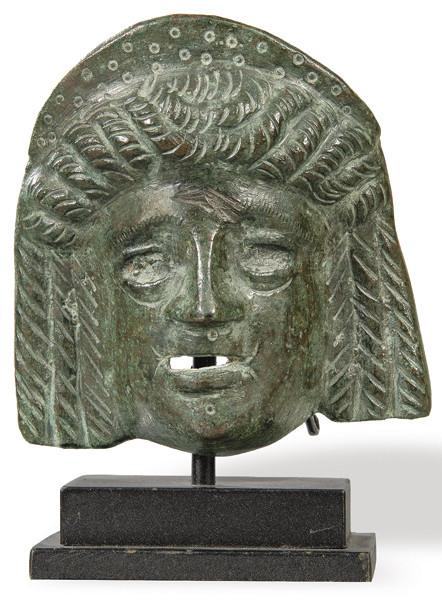  Máscara femenina de teatro en bronce, Roma SS I-II