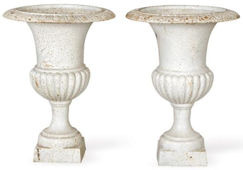  Pareja de copas de hierro blancas